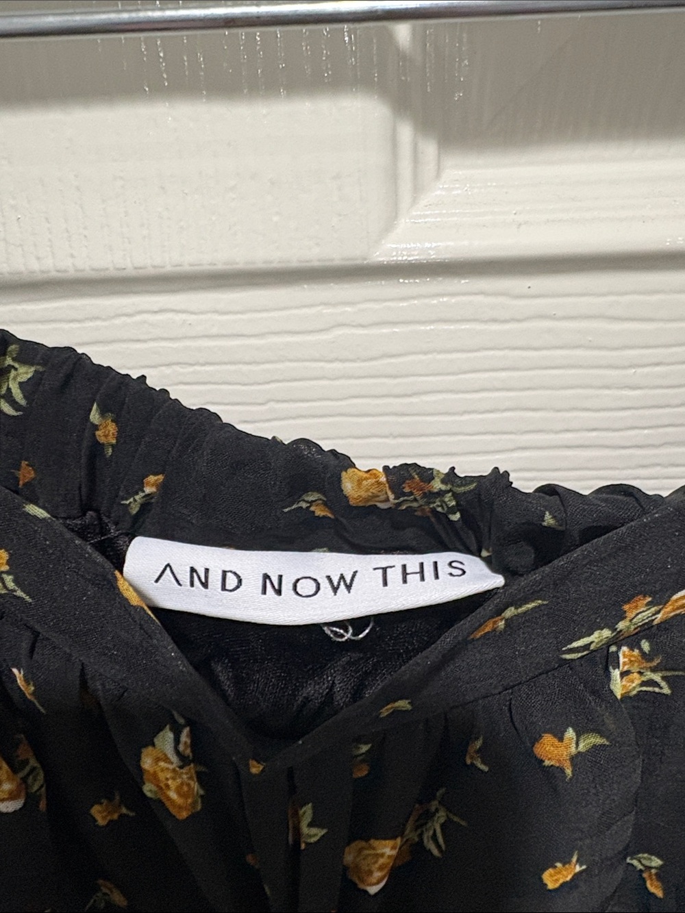 Black Tiered Maxi Skirt with Yellow Floral Print - Picture 2 of 3